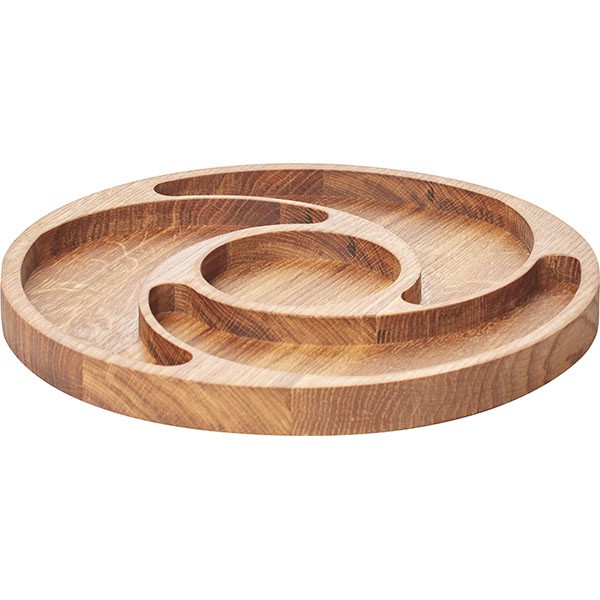 Менажница «Инь-Янь» 4 секции круглая, дуб, 300 мм, деревянный