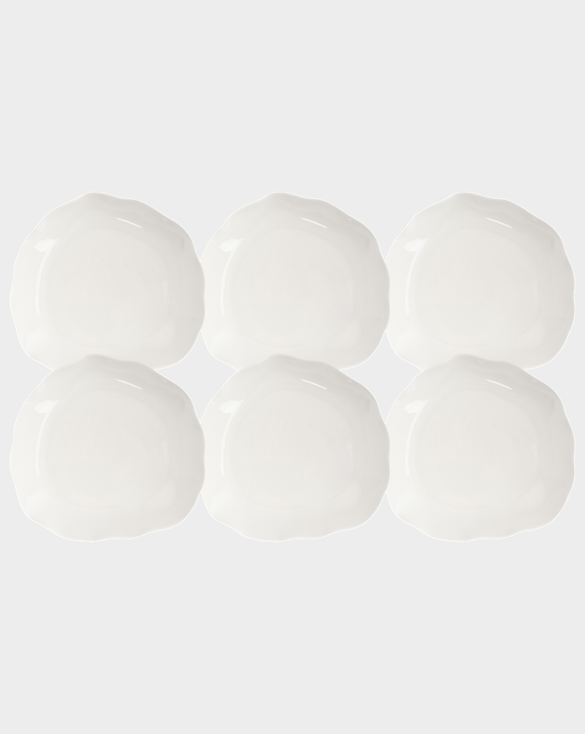 Набор 6 тарелок суповых, 22✕4 см, 600 мл, фарфор, белый, Волнистый край, White ocean