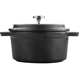 Горшок для запекания с крышкой D=10см; черный