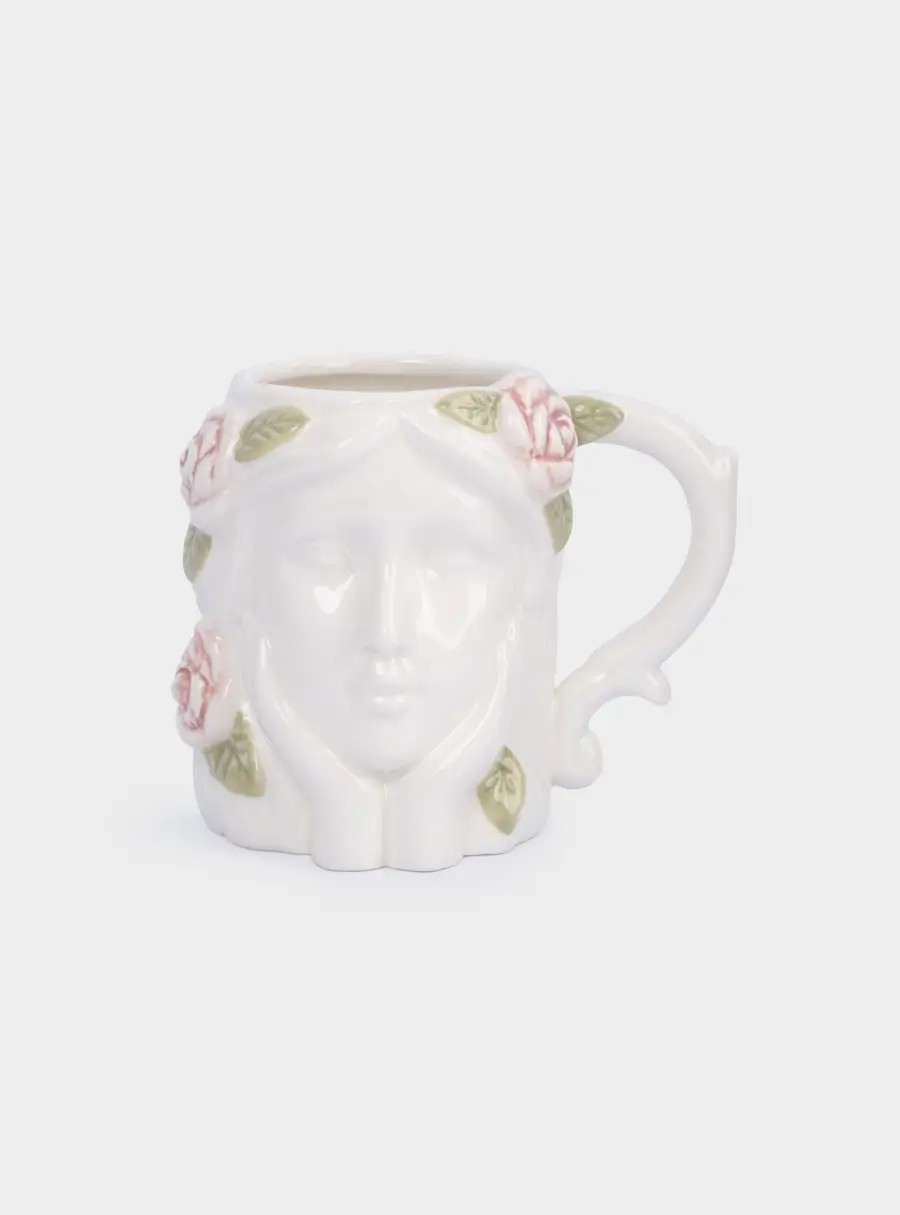 Кружка, 350 мл, керамика, молочная, Девушка с тюльпанами, Tulip