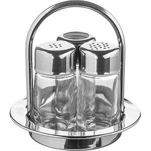 Набор соль/перец+ст. для зубоч. D=11, H=11.5см; прозр. , металлич.