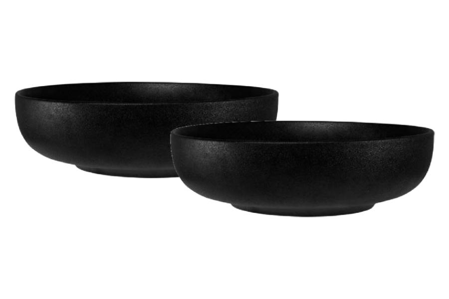 Набор 2 салатника, 27х8 см, 2,5 л, фарфор P, черный, матовый, Caviar Black