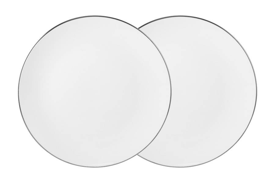 Набор 2 тарелки закусочных, 23 см, фарфор P, белая, с серебристым кантом, White Platinum