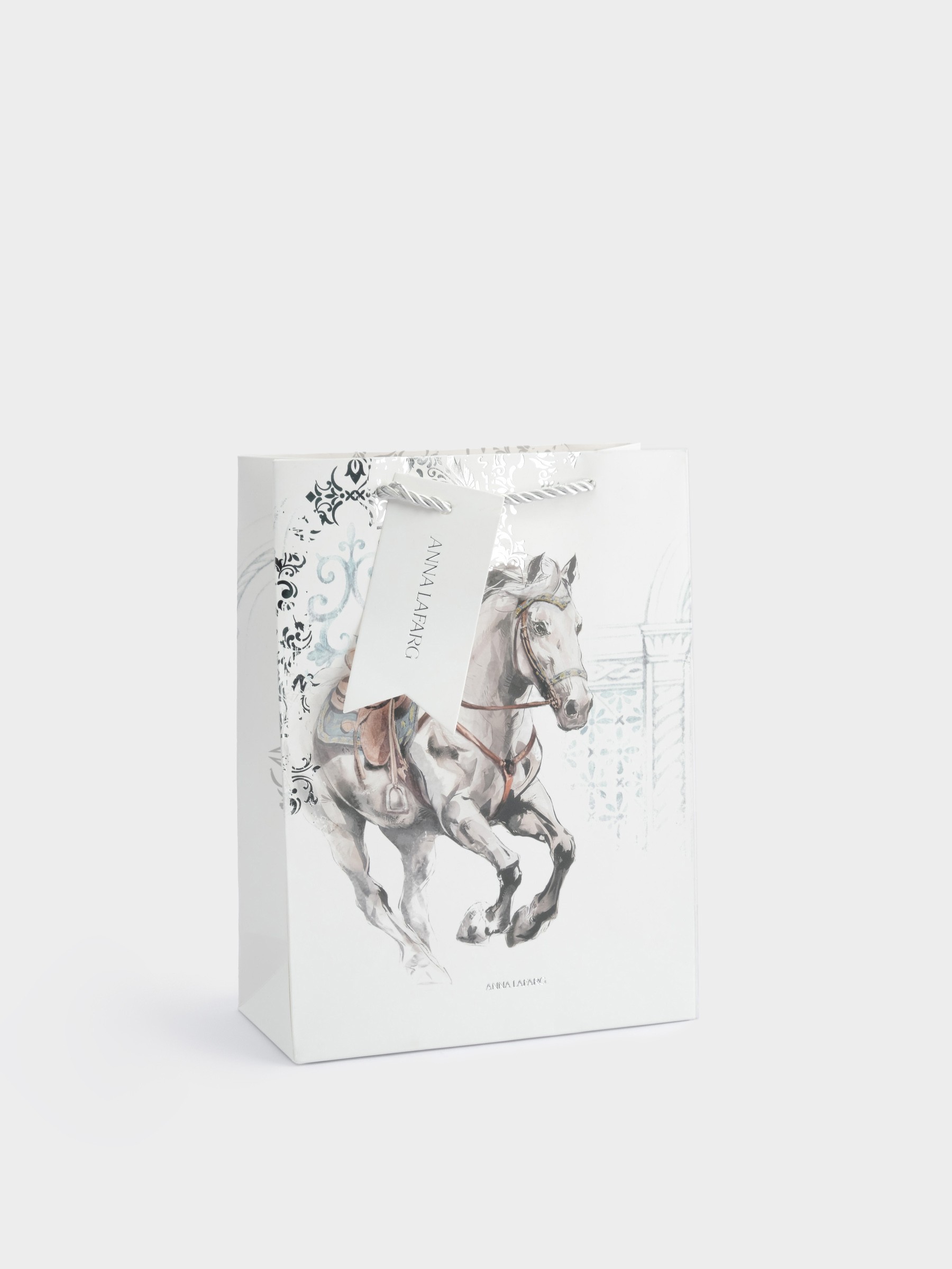 Пакет подарочный, 18✕24 см, бумага, белый, Конь, White horse Пакет подарочный, 18✕24 см, бумага, белый, Конь, White horse