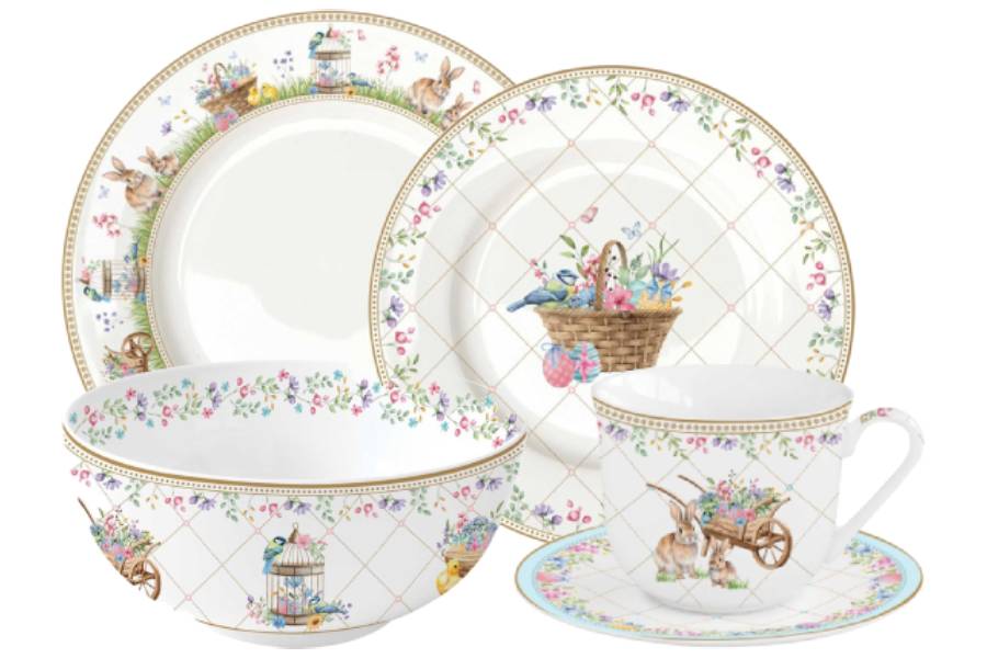 Набор обеденный с чашками, 6 персон, 30 предметов, фарфор P, Spring Bloom