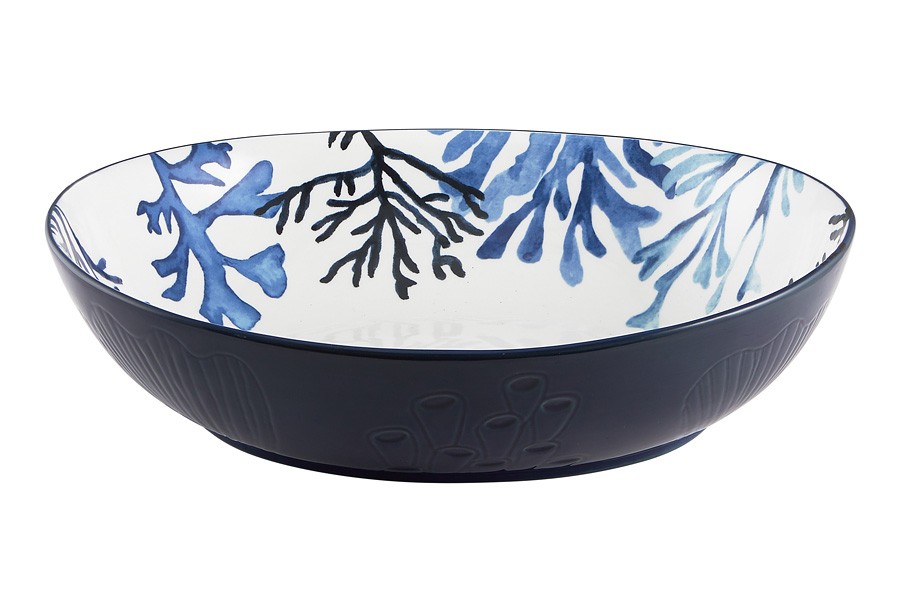 Салатник, 32х26 см, 3 л, керамика К, белый, овальный, Синие кораллы, Blue Coral