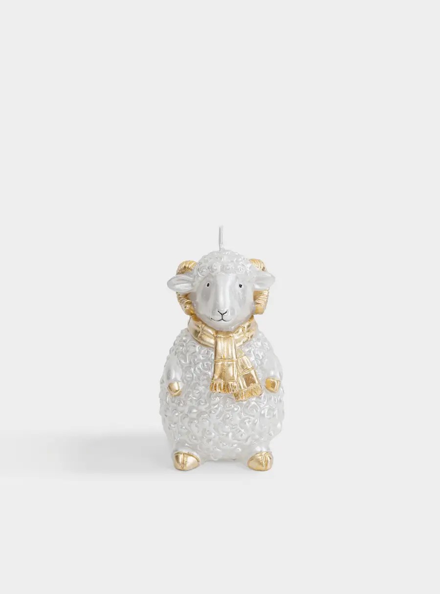 Свеча, 10 см, серебристо-золотистая, Барашек, Sheep