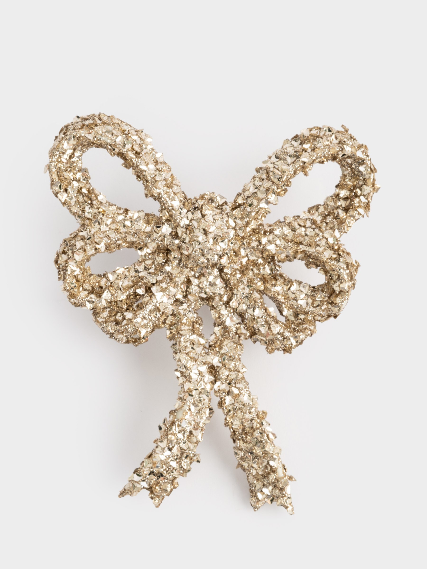 Украшение декоративное, 13 см, на клипсе, пластик, шампань, Бант, New year