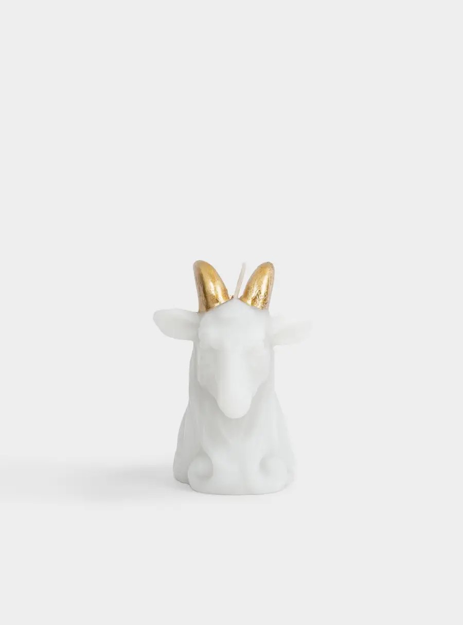 Свеча, 10 см, молочно-золотистая, Козел, Goat