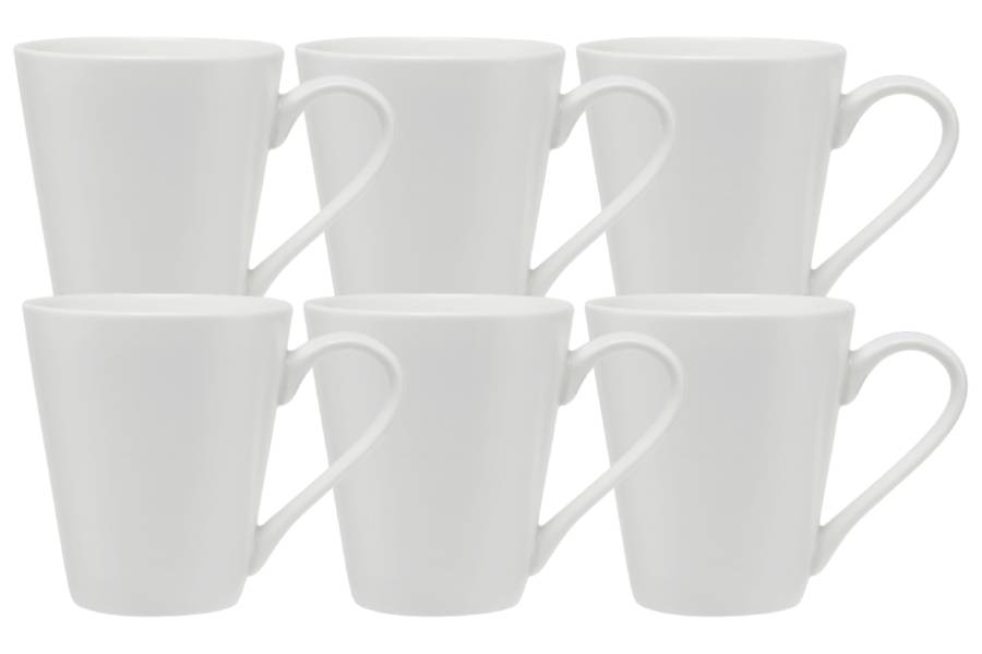 Набор 6 кружек, 300 мл, фарфор P, белая, White Basics