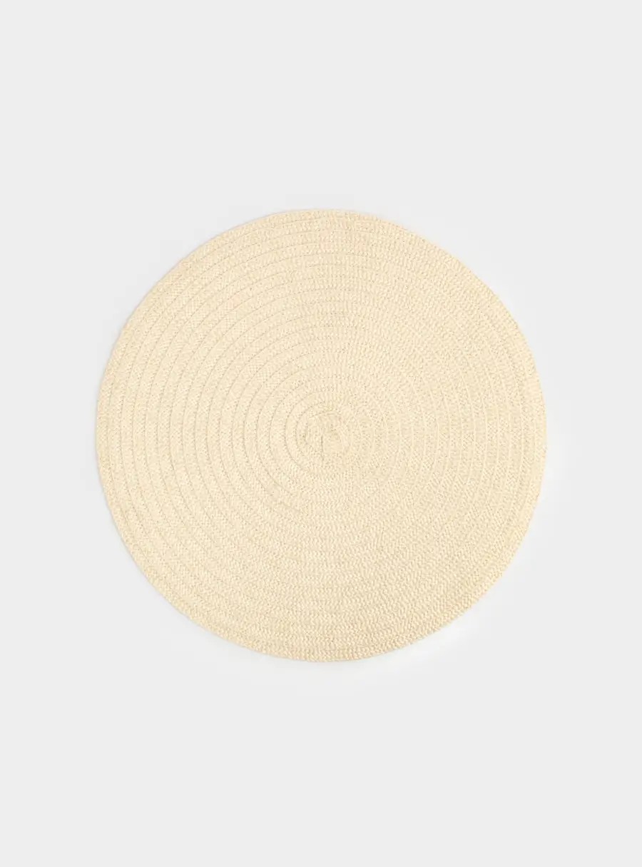 Салфетка под приборы, 38 см, полиэстер, круглая, бежевая, Matera