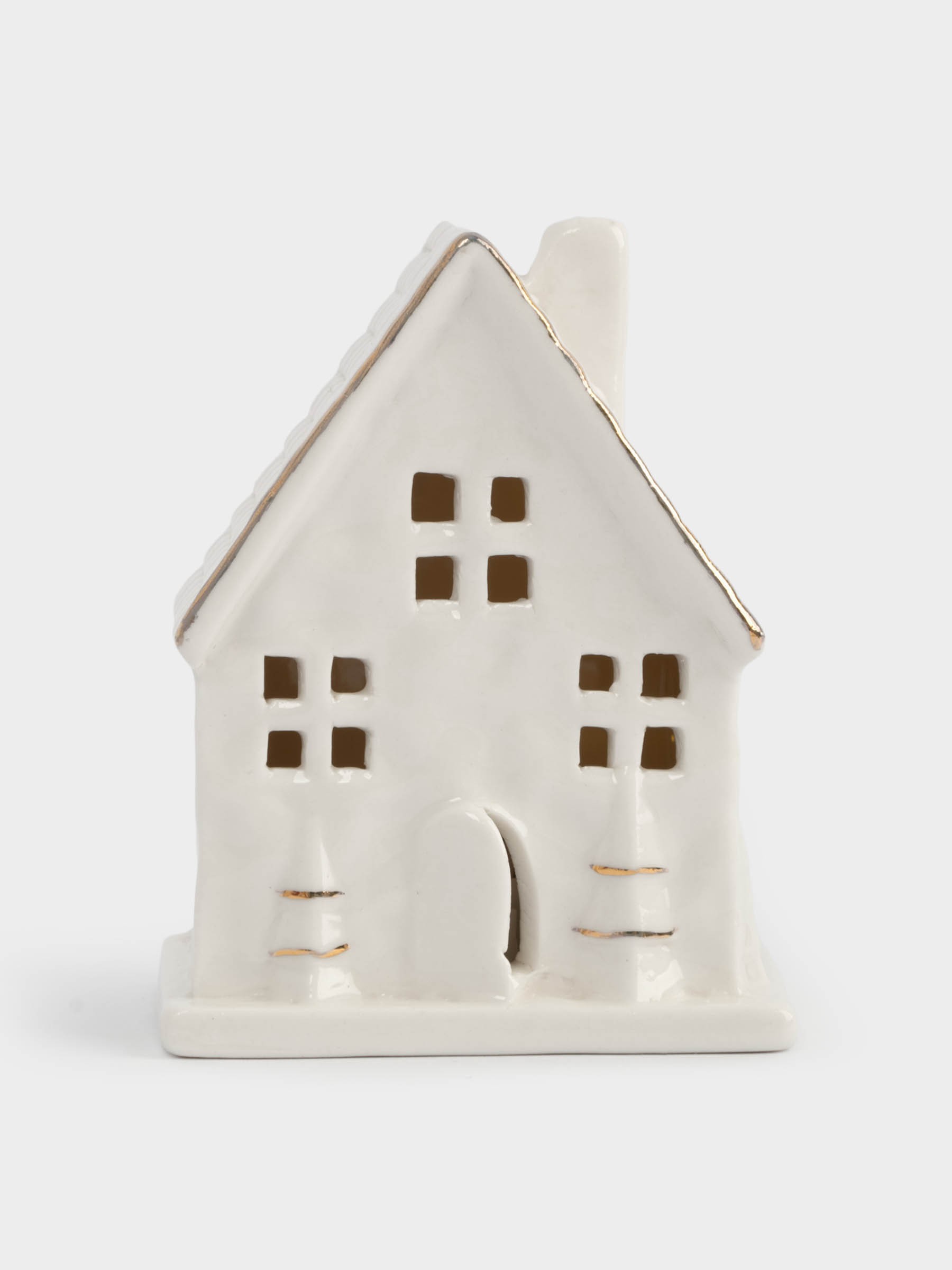Статуэтка с подсветкой, 8 см, фарфор, бело-золотистый, Дом, Townlet