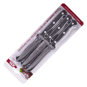 Набор ножей для стейка [6шт] L=21.5/10.7, B=1.9см; черный, металлич.