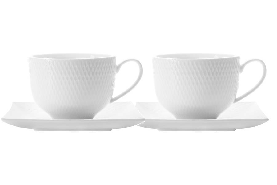 Набор 2 чашки с квадратными блюдцами Даймонд 0,22 л