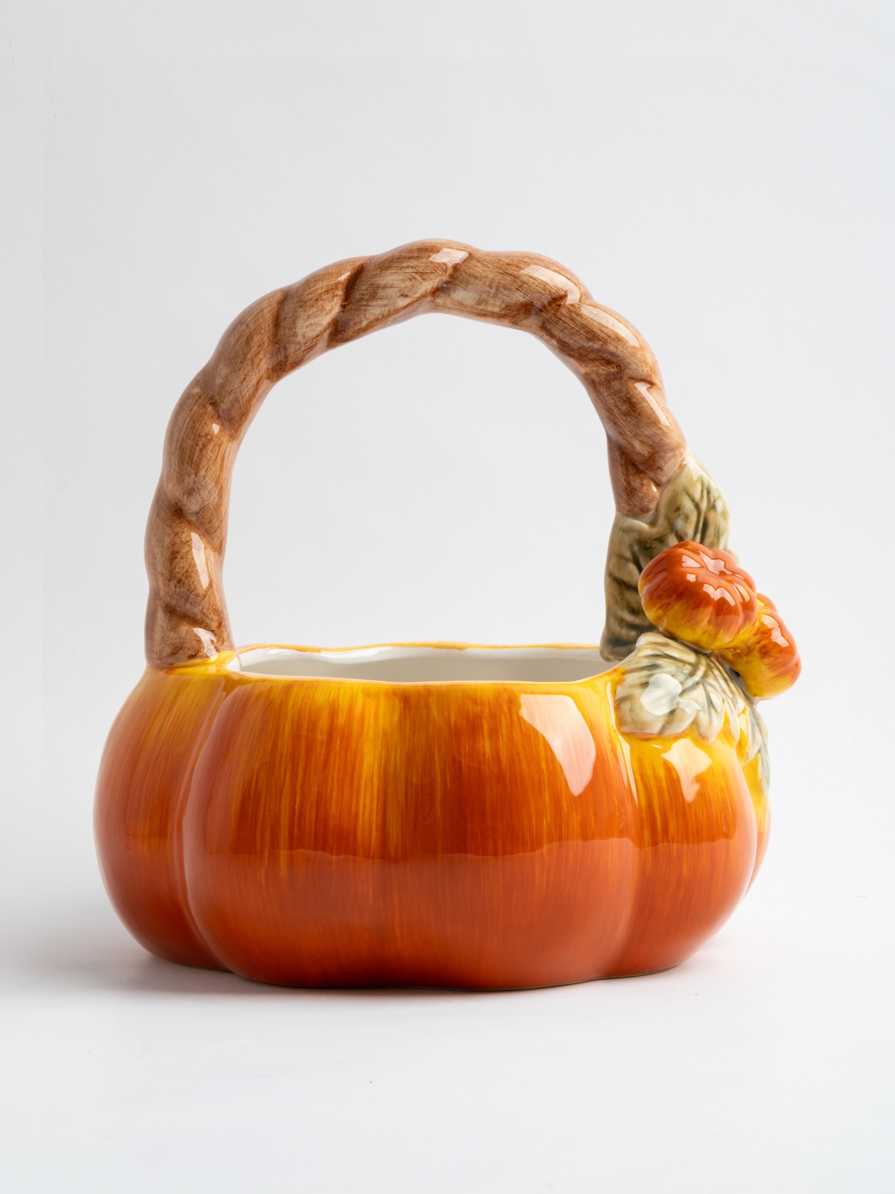 Конфетница, 21х21 см, керамика, оранжево-зеленая, Тыква, Bright pumpkin