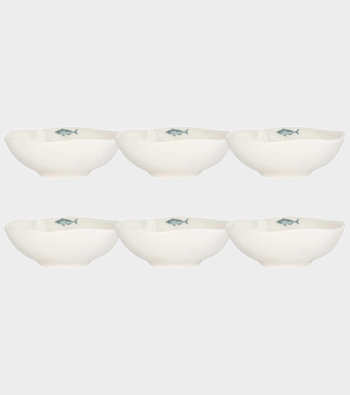 Набор 6 салатников, 16✕6 см, 400 мл, керамика, белая, Рыбка, Sea world