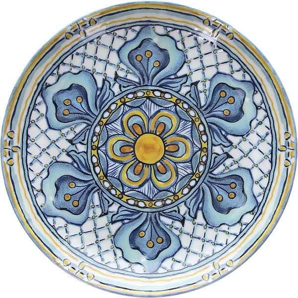 Тарелка «Позитано», фарфор, 26 см, васильк., горчичный