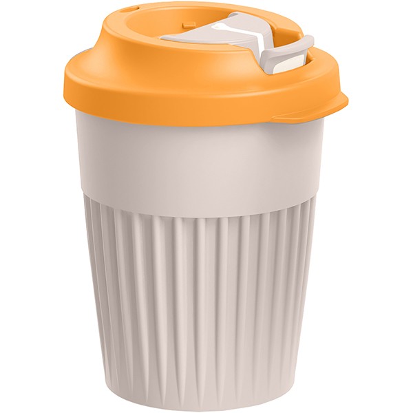 Стакан для горячих напитков с клапаном, полипропилен, 350 мл, бежевый