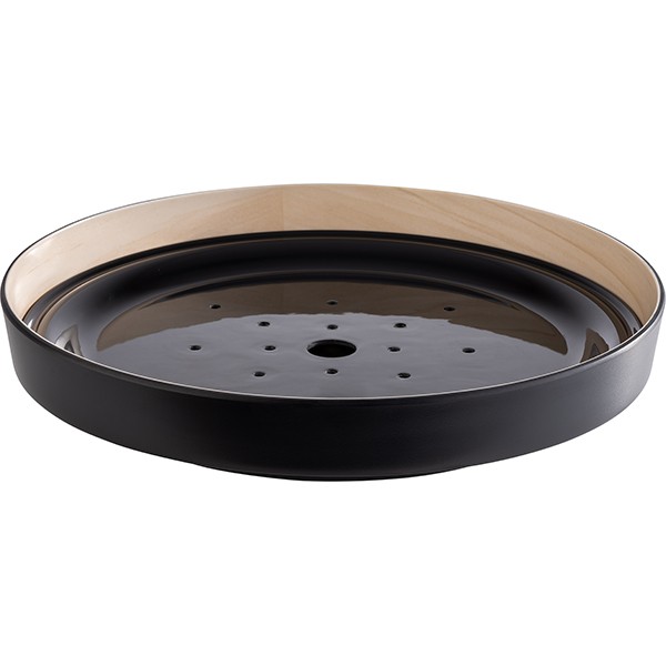 Поднос фуршетный «Фрида» с каплесборником, пластик, 33 см, черный, бежевый