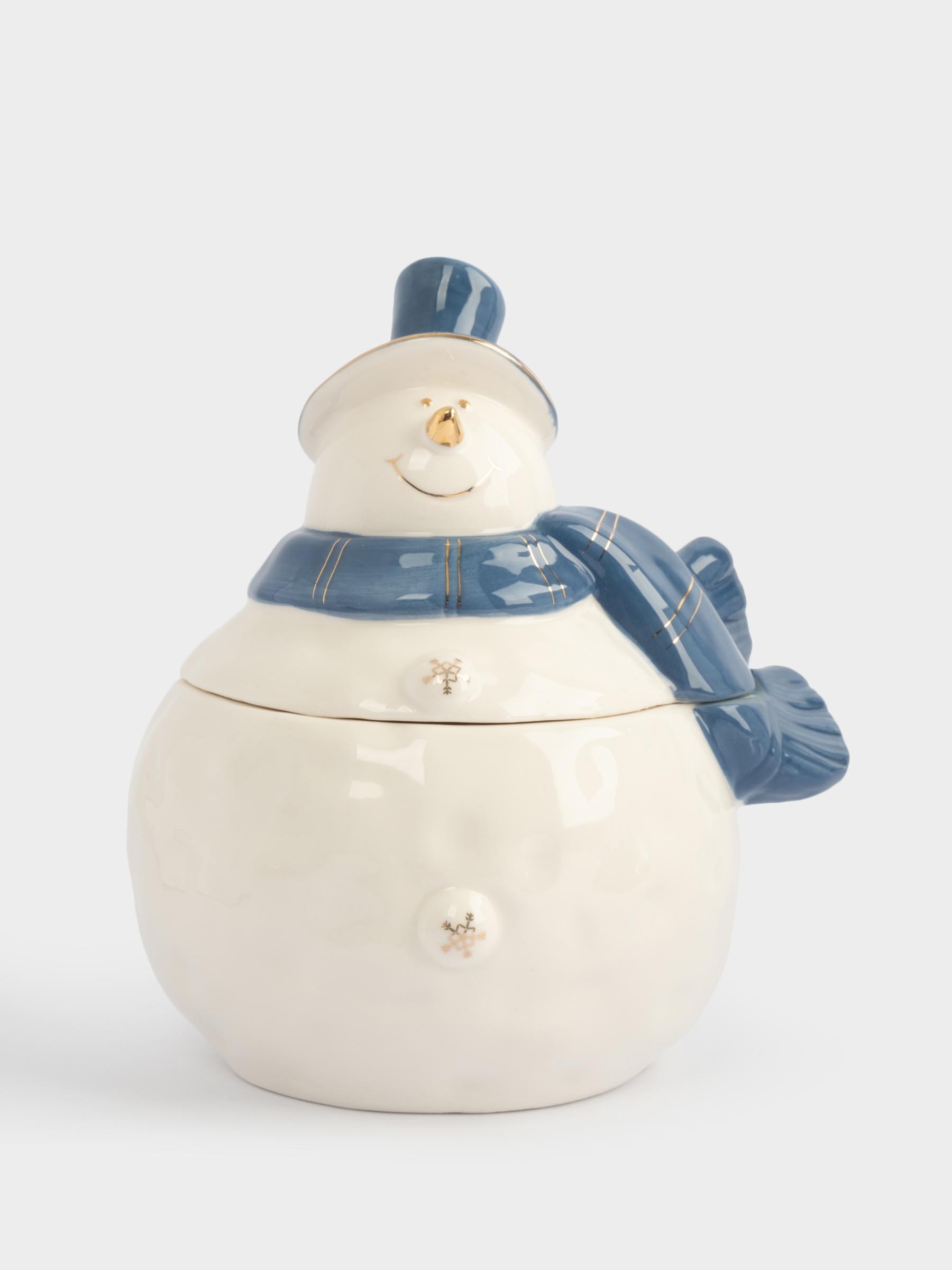 Емкость для хранения, 19 см, фарфор, бело-голубая, Снеговик, Snowfall