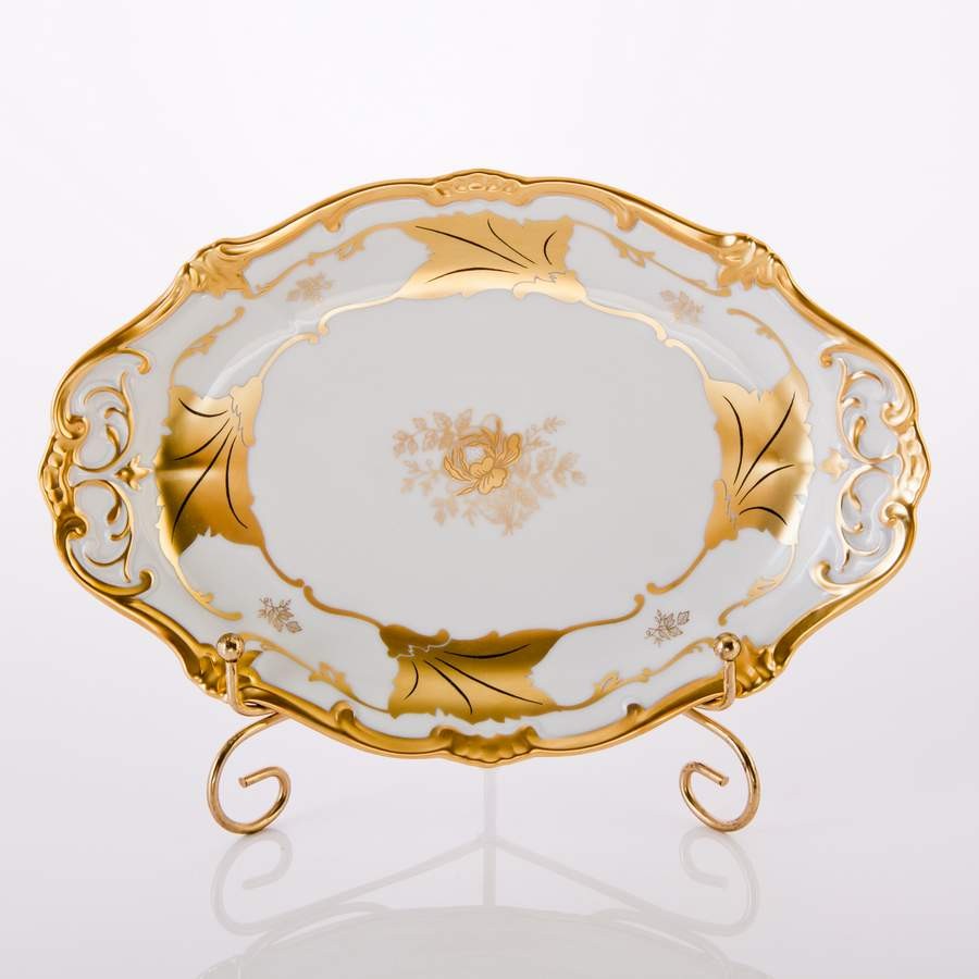 Блюдо овальное 24 см. «Кленовый лист белый»