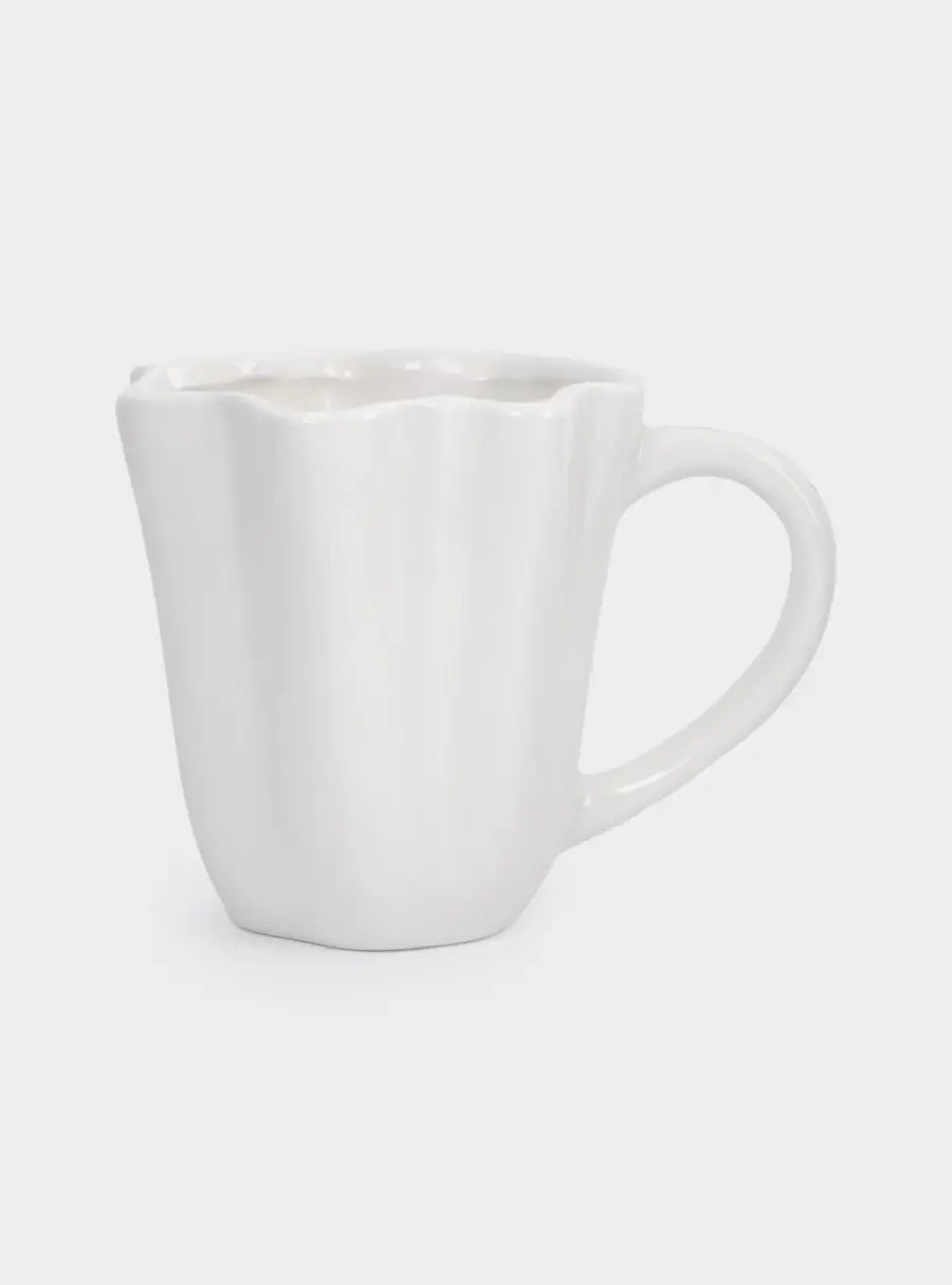 Кружка, 400 мл, керамика, молочно-золотистая, Мятый эффект, Blossom