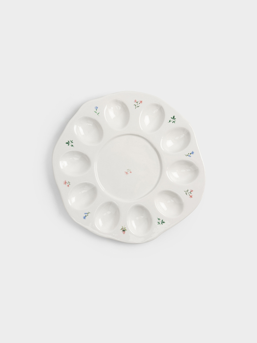 Блюдо пасхальное, 26 см, с местом для кулича,Нежные цветы, El flora