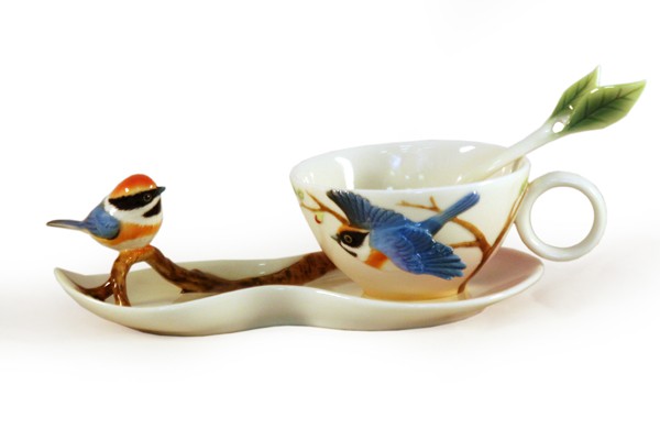 Набор: чашка, блюдце, ложка «Воробей»