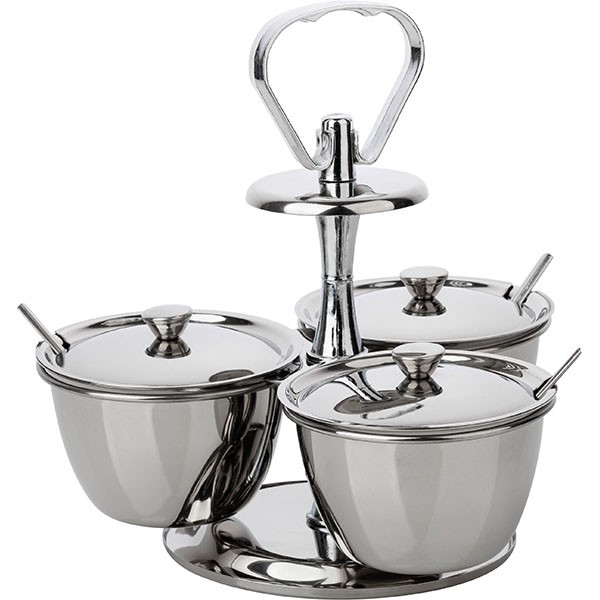 Набор фуршетный для соусов и специй на 3чаши с кр., сталь нерж., D=10,H=6см