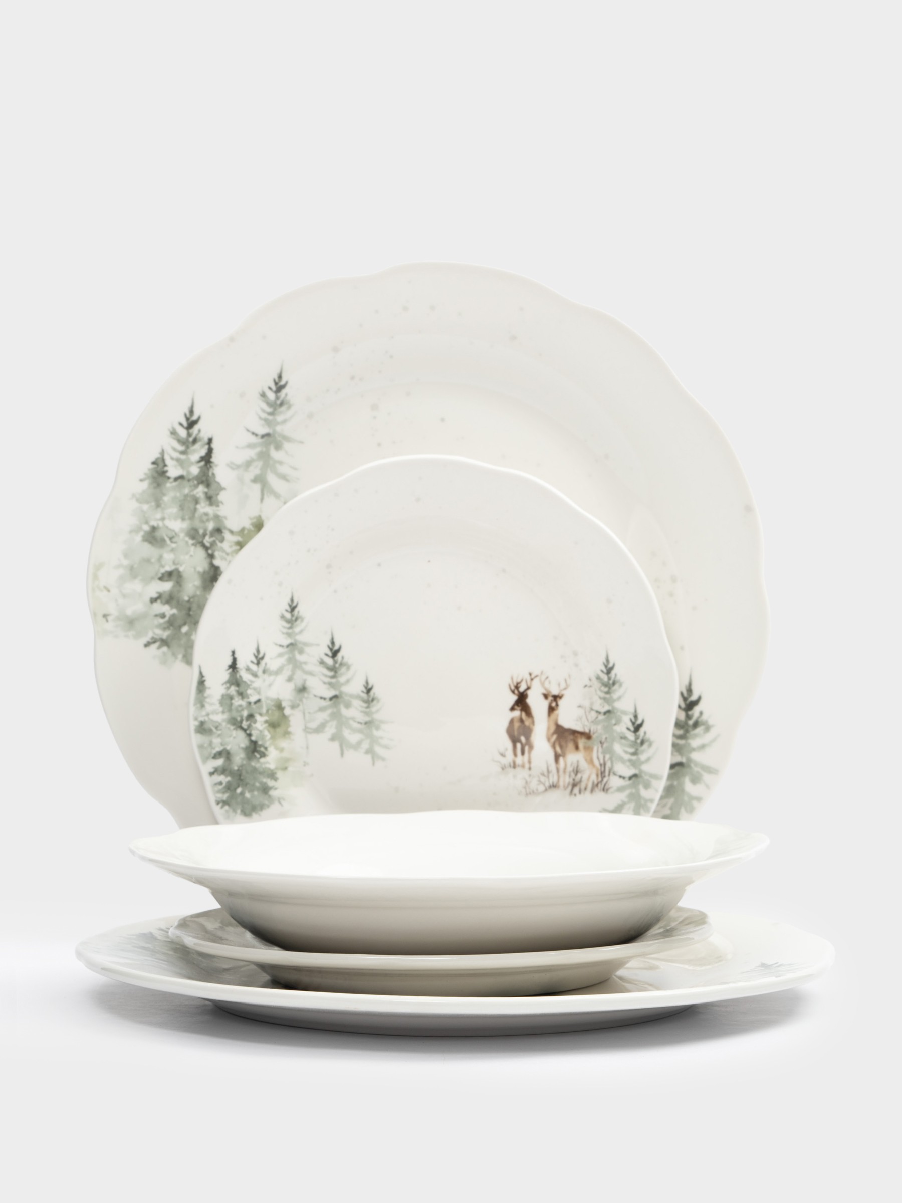 Сервиз обеденный, 6 персон, 18 предметов, фарфор, белый, Олени в лесу, Maral Сервиз обеденный, 6 персон, 18 предметов, фарфор, белый, Олени в лесу, Maral