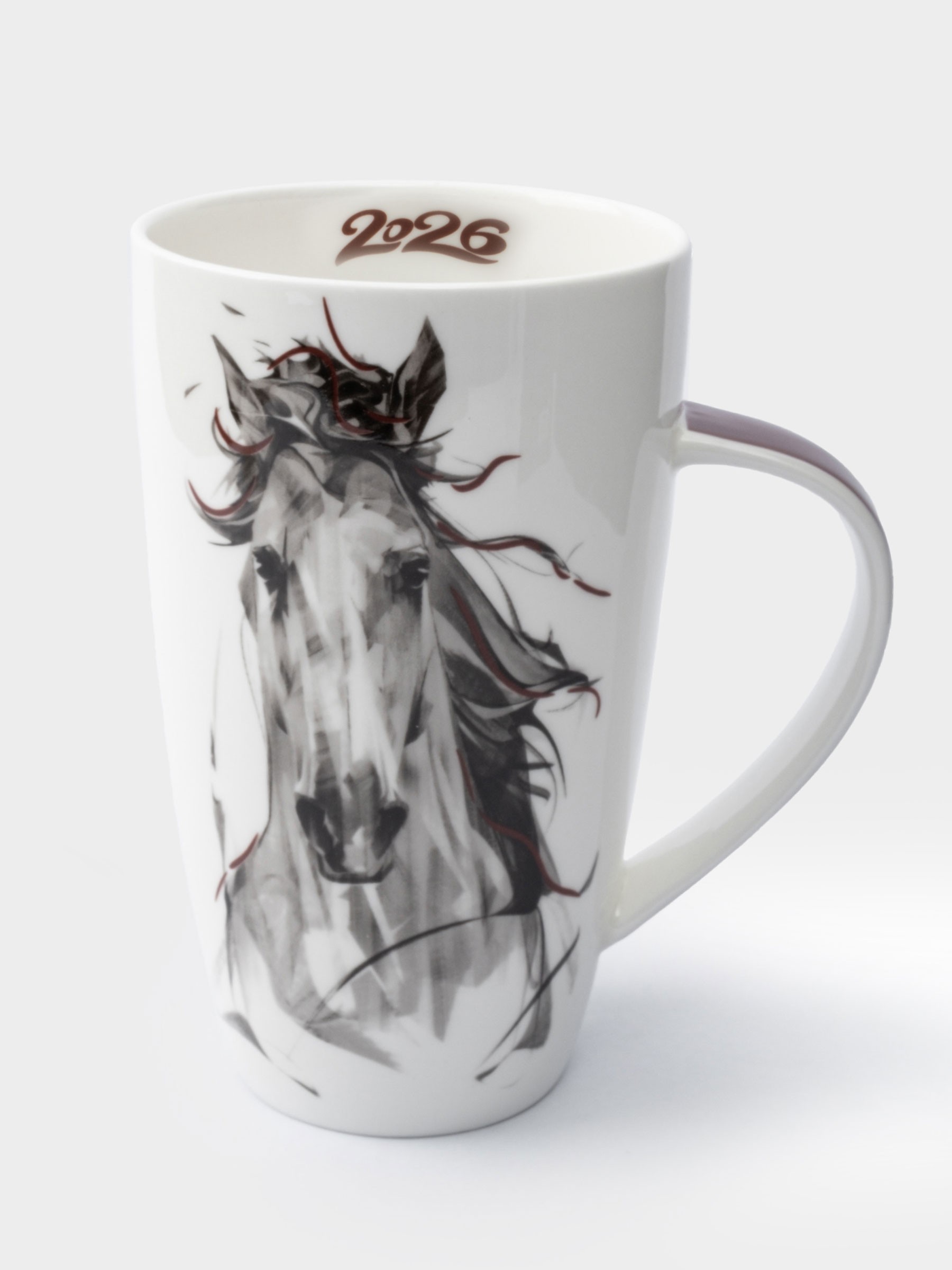Кружка, 600 мл, костяной фарфор, черно-белая, Конь, Horse Кружка, 600 мл, костяной фарфор, черно-белая, Конь, Horse