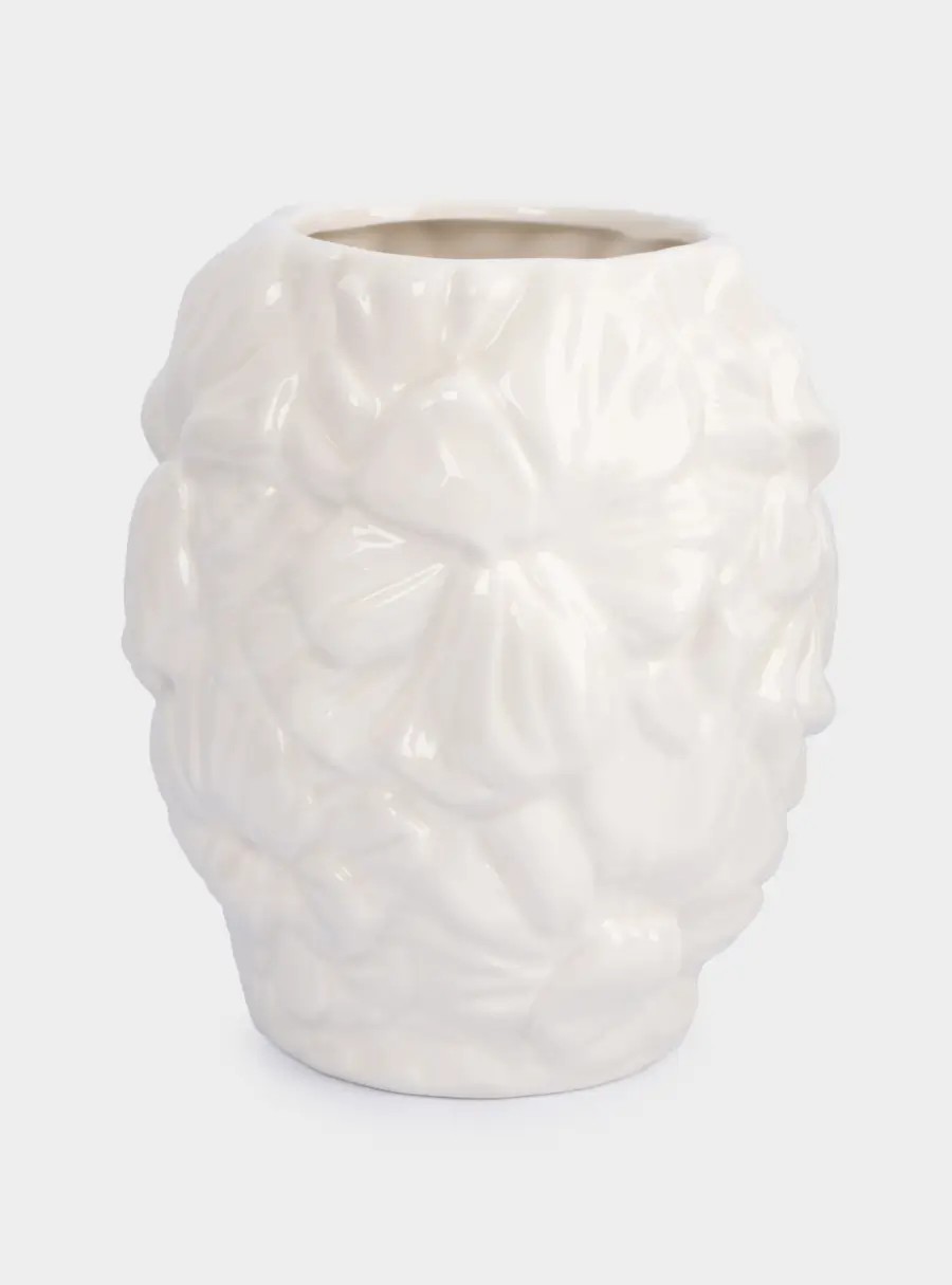 Ваза для цветов, 20 см, керамика, молочная, Цветы, Blossom