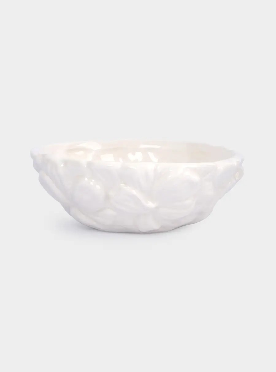 Салатник, 16✕6 см, 500 мл, керамика, молочный, Цветы, Blossom