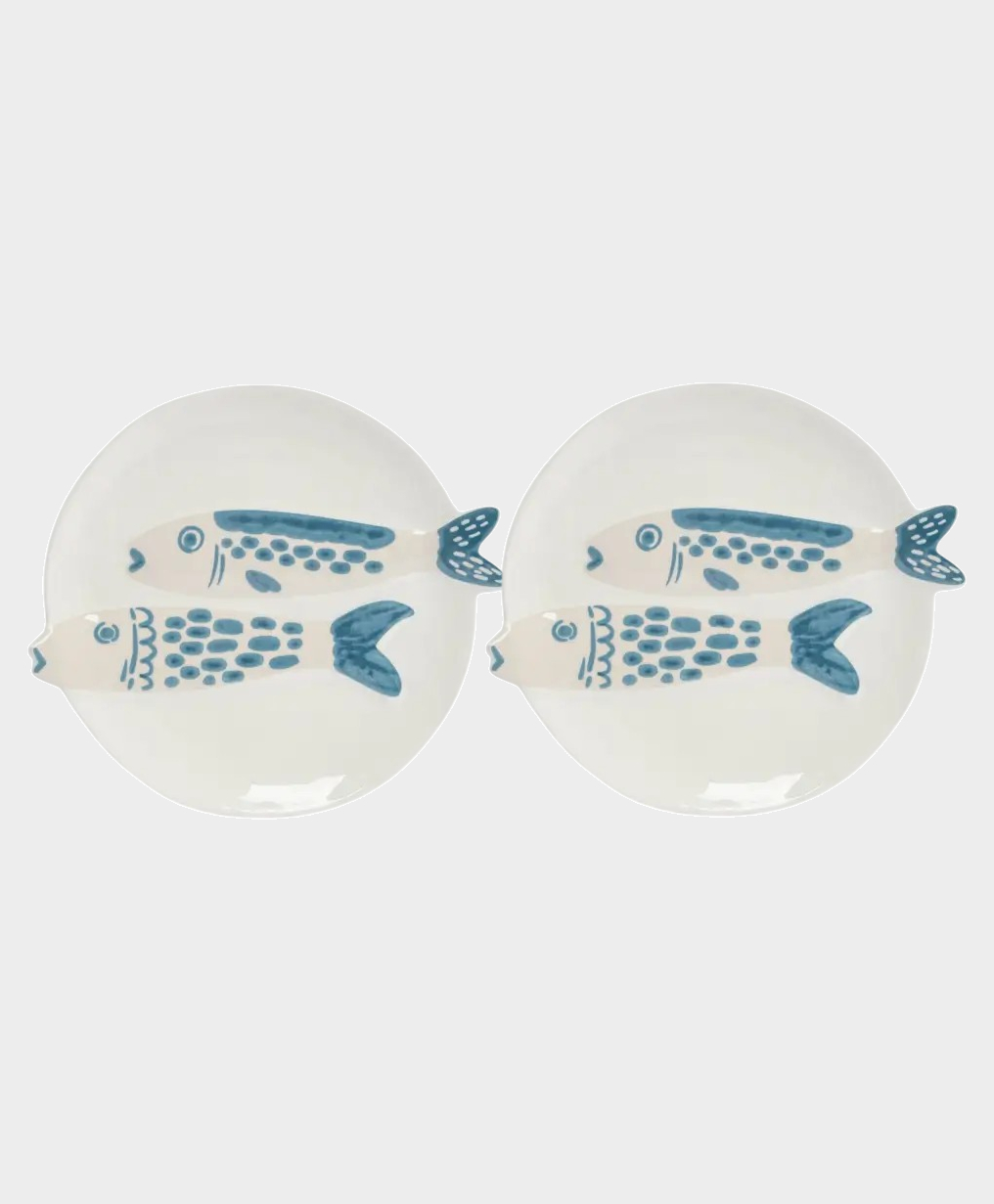 Набор 2 блюда, 26✕23 см, керамика, молочно-голубых, Рыбки, Sea world