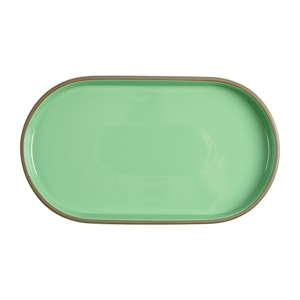 Блюдо для подачи «Блисс» с бортом, фарфор, 304✕174✕27 мм, мятный