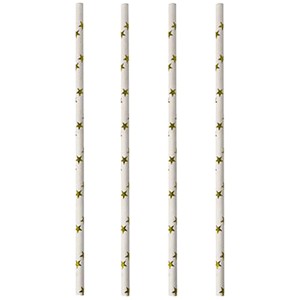 Трубочки «Звездочки» без сгиба, 100 шт, бумага, 6 мм, белый, золотой