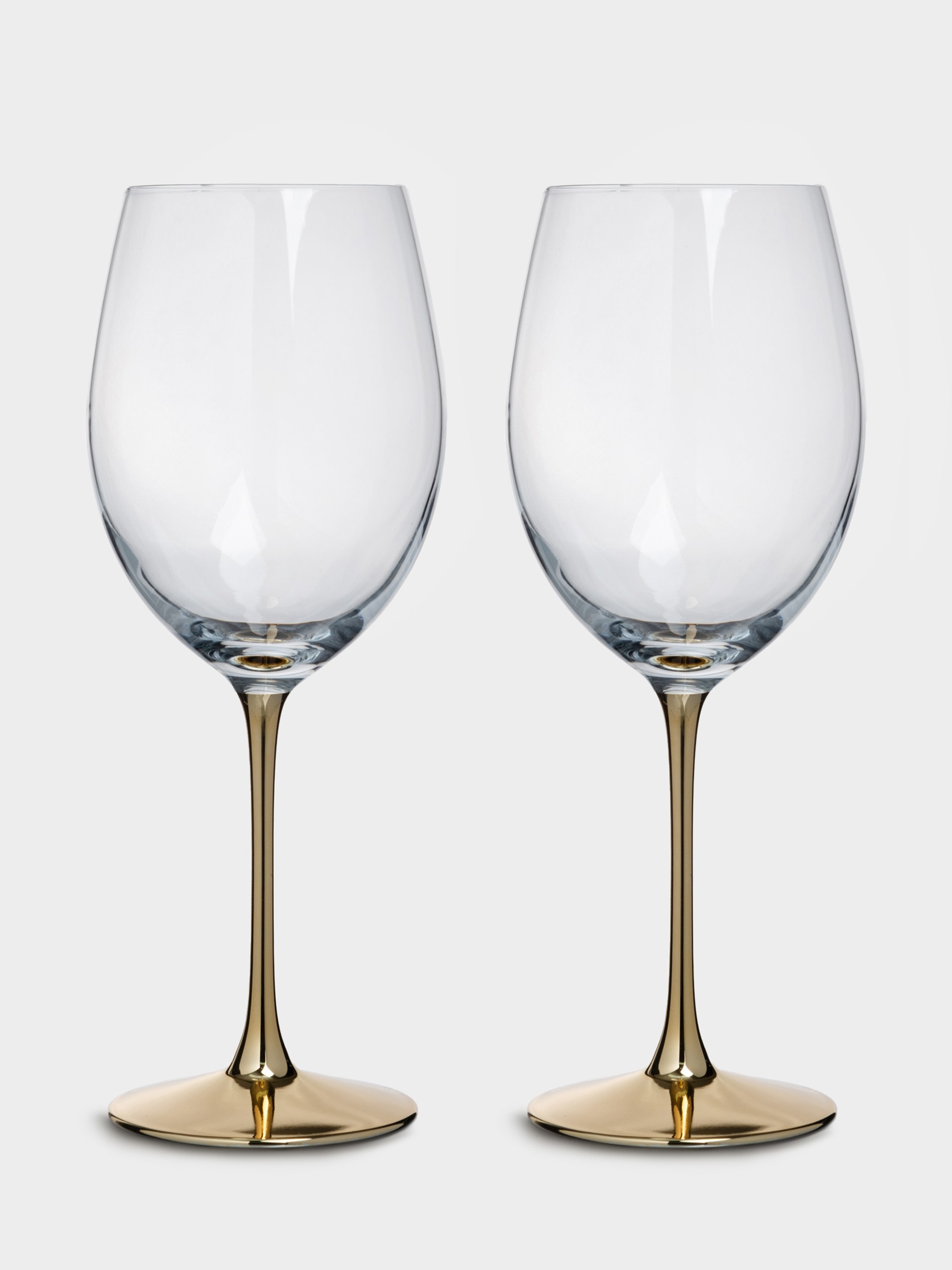 Бокал для красного вина, 540 мл, 2 шт, стекло, золотистая ножка, Ravello