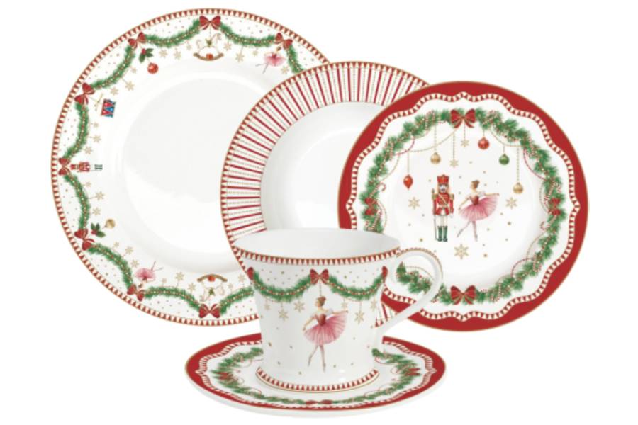 Набор обеденный с чашками, 6 персон, 30 предметов, фарфор P, белая, Magie de Noel