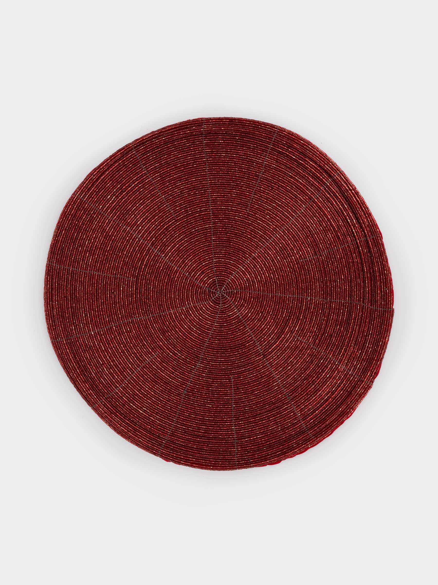 Салфетка под приборы, 36 см, бисер, круглая, красная, Bijou Салфетка под приборы, 36 см, бисер, круглая, красная, Bijou