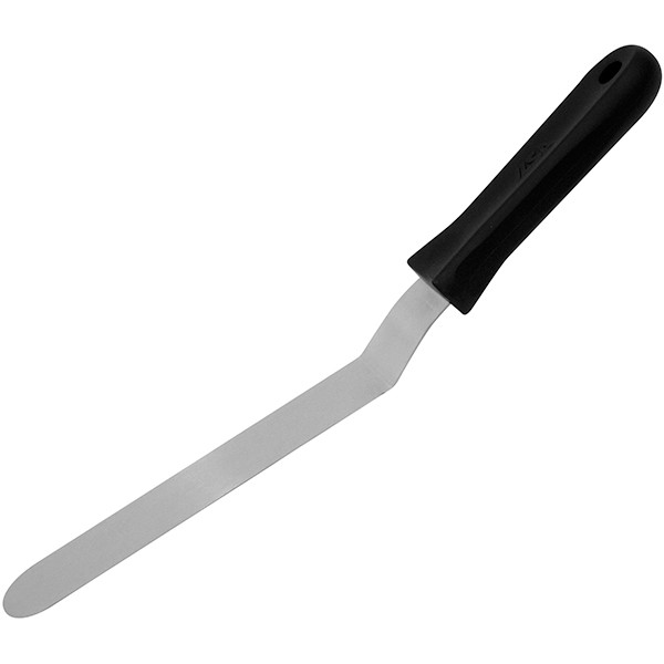 Лопатка кухонная с изгибом, пластик, нержавеющая сталь, 49/13 см, черный
