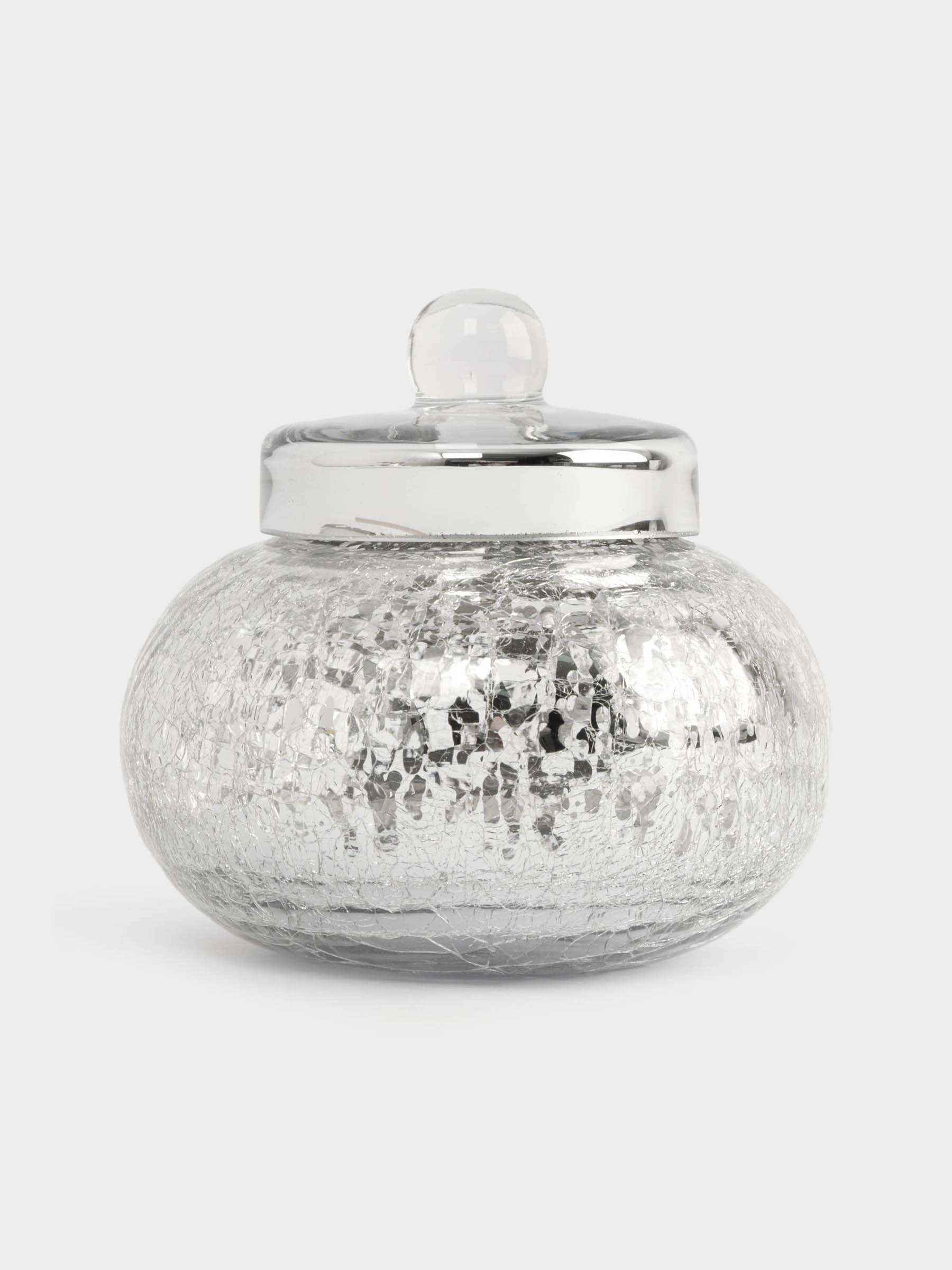 Конфетница, 16✕15 см, с крышкой, стекло, серебристая, Кракелюр, Craquelure Конфетница, 16✕15 см, с крышкой, стекло, серебристая, Кракелюр, Craquelure
