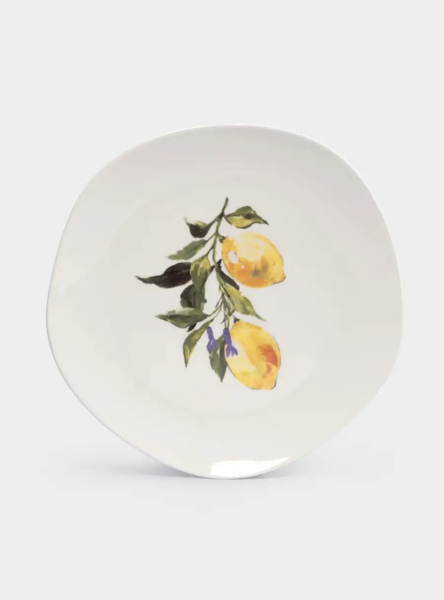 Тарелка обеденная, 26 см, фарфор, белая, Лимоны, Lemon branch