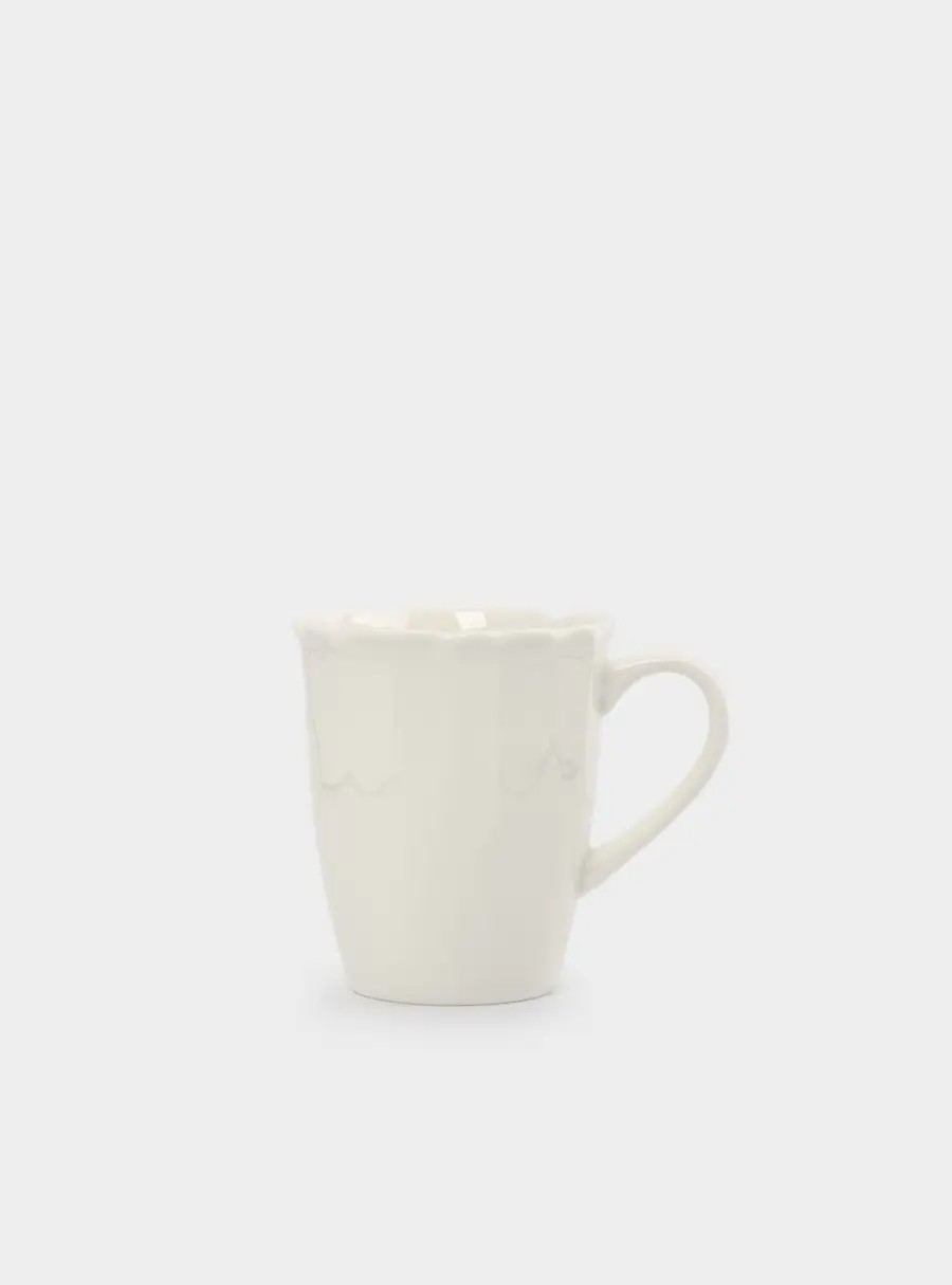 Кружка, 400 мл, фарфор, белая, Волнистый край, White ocean