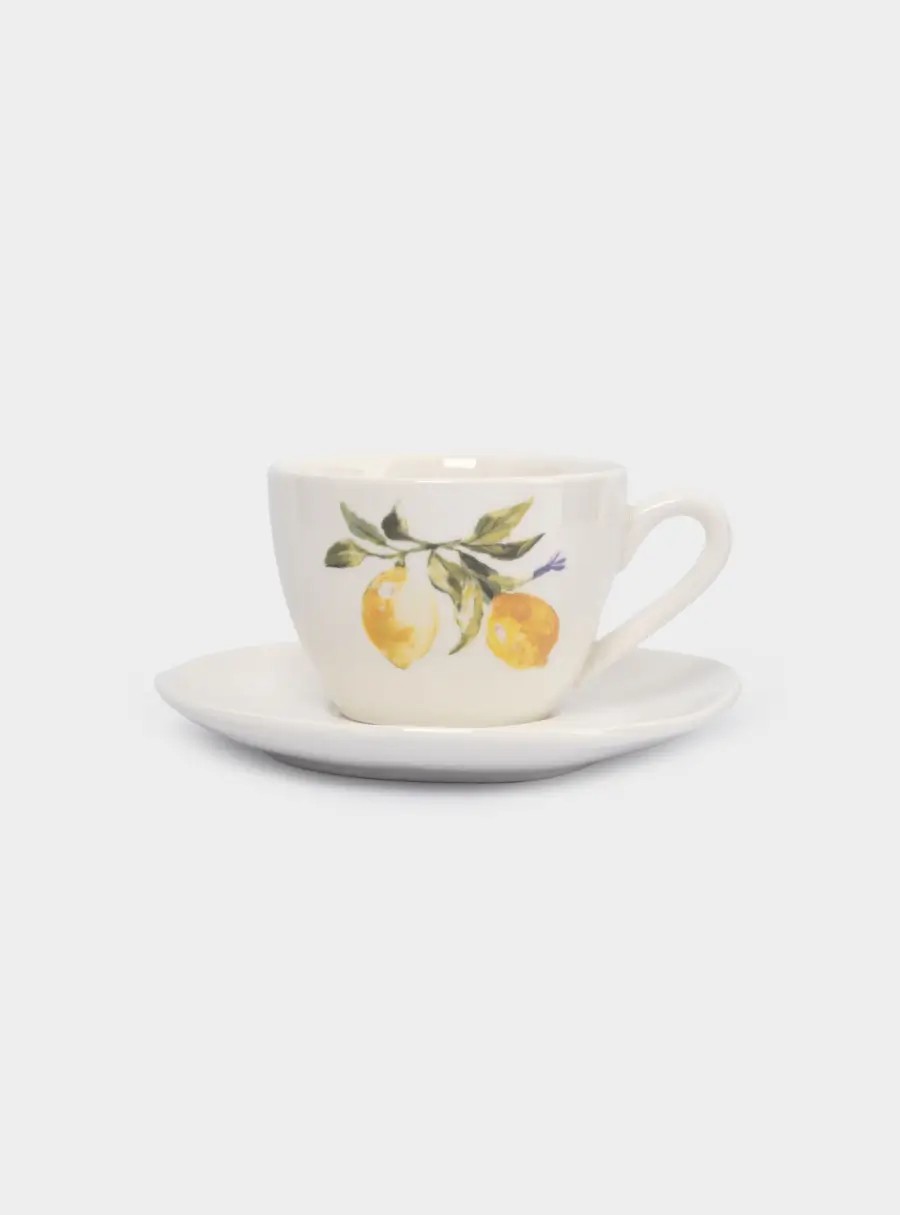 Пара чайная, 1 персона, 2 предмета, 200 мл, фарфор, белая, Лимоны, Lemon branch