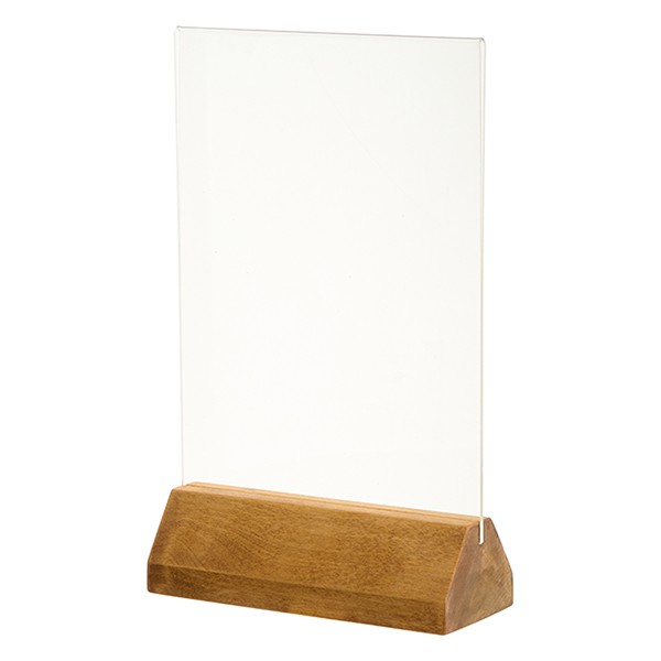 Подставка наст. для меню А5 дерев. основ., пластик, дерево, 15,5✕22 см
