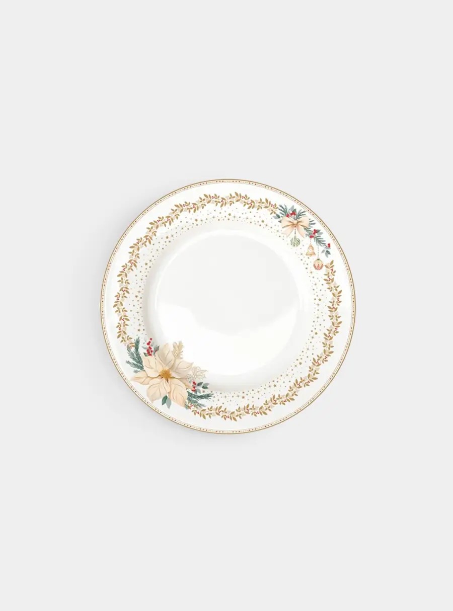 Тарелка обеденная, 26,5 см, фарфор, белая, Цветок, White Elegance