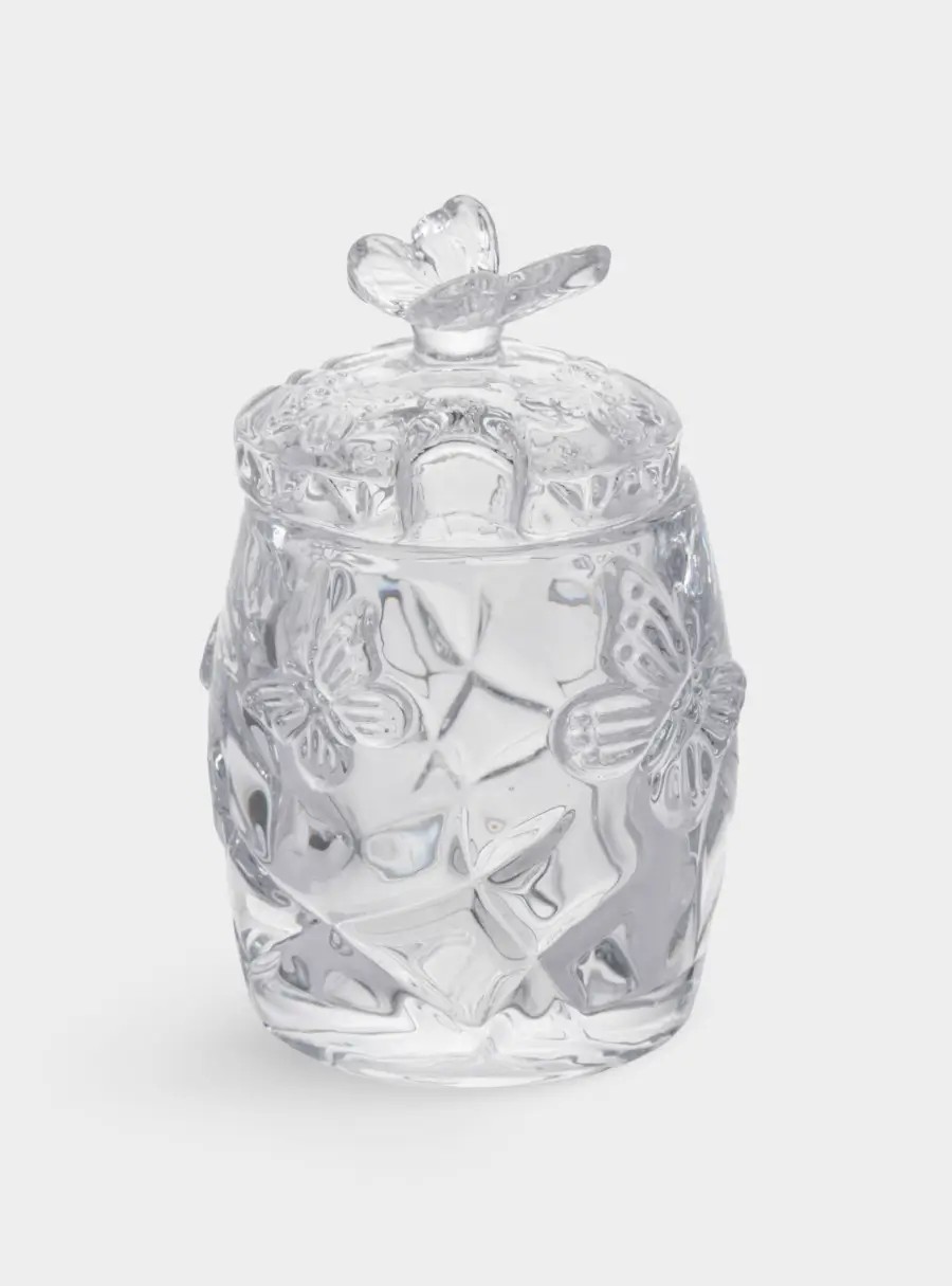 Сахарница, 11 см, 120 мл, с ложкой, стекло/сталь, Бабочка, Butterfly