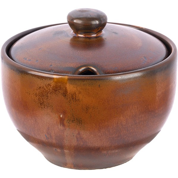 Сахарница «Мак» с крышкой, фарфор, 200 мл, медный