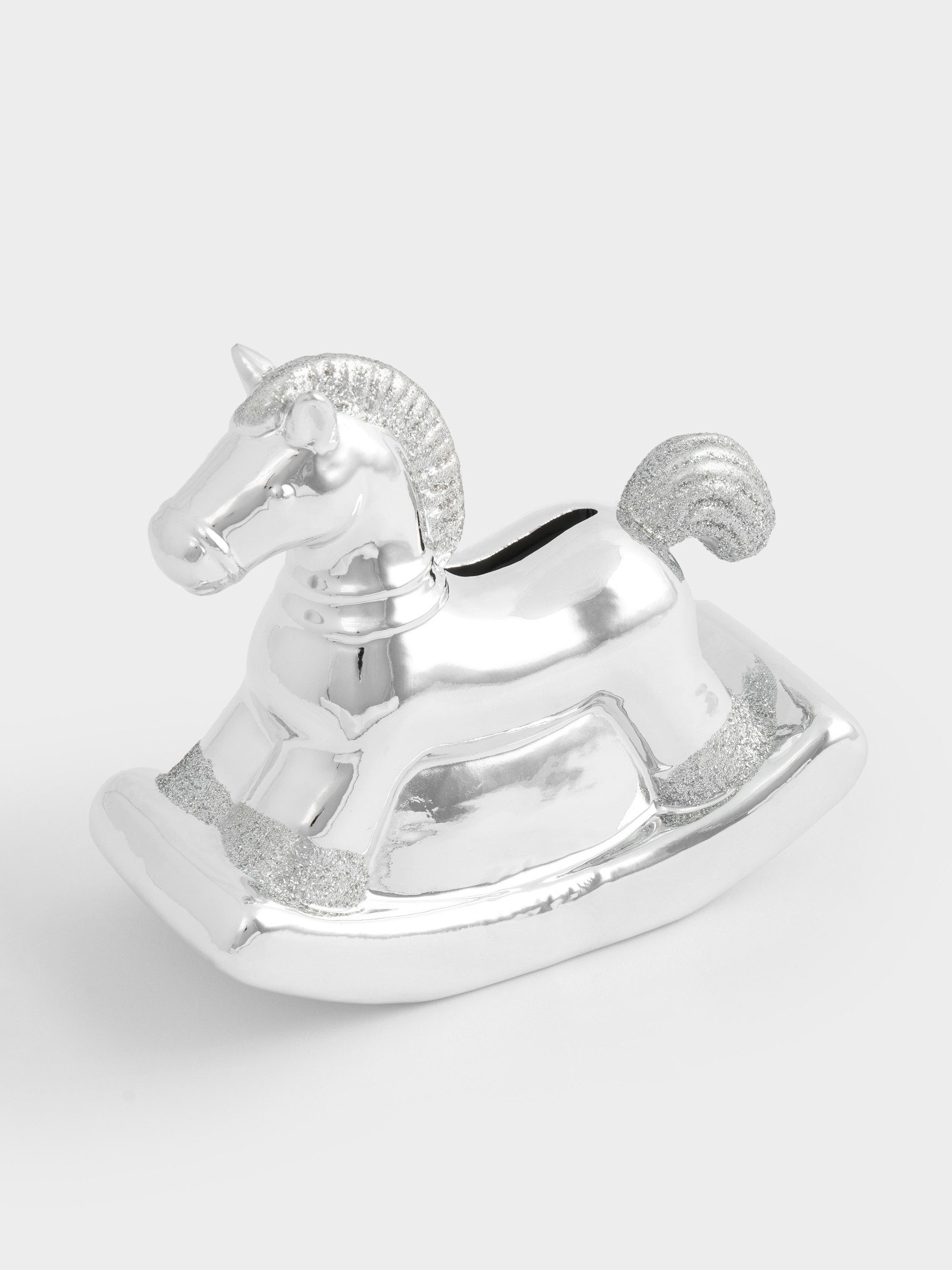 Копилка, 13 см, фарфор, серебристая, Лошадка-качалка, Horse Копилка, 13 см, фарфор, серебристая, Лошадка-качалка, Horse