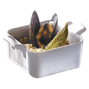 Форма для запекания, фарфор, 85мл, H=40,L=100,B=65мм, белый